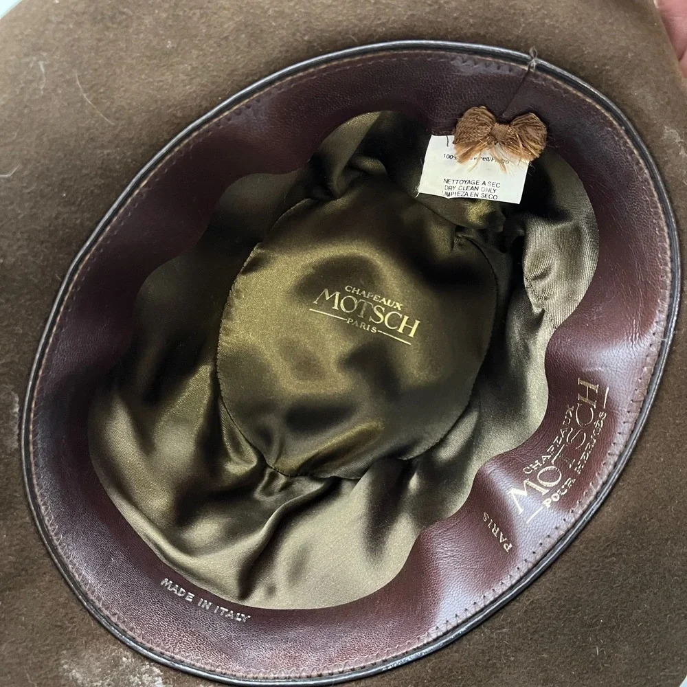VIntage Hermes Chapeaux Motsch Paris Hat Womens Brown Fur Fedora Hat Size 57